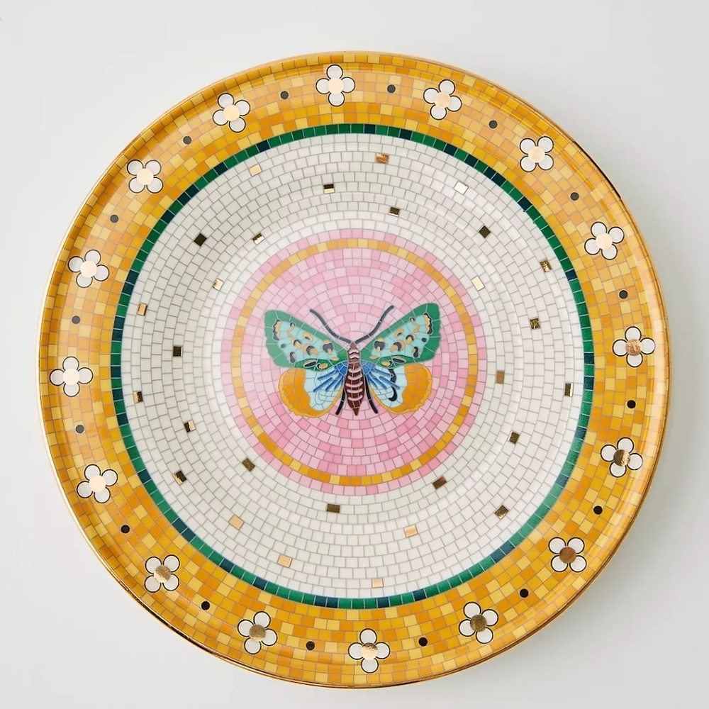 Anthropologie The Bistro Tile Stoneware Dessert Plate Garden Edition